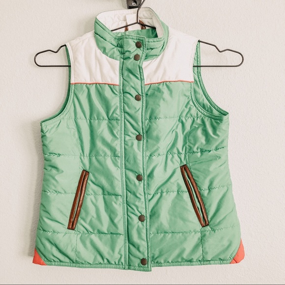 J. Crew/Crewcuts 80s Vibes Green/White Puffer Vest. Size 8 X-Large - Picture 1 of 7
